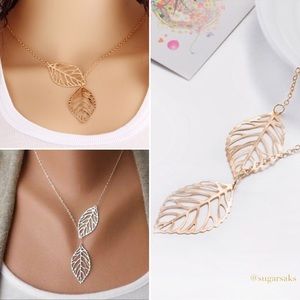 Lariat Leaf Pendant Necklace